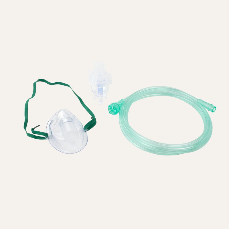34123_34123_small_nebulizer_cup_aerosol_pediatric_elongated_mask_and_tubing_connected_universal_connector_unassembled_three_quarter_view_ardtmq