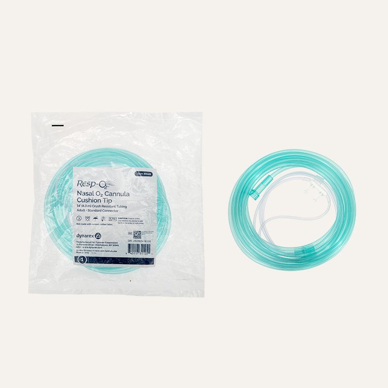 [PTQ-100001120] Resp-O2 Nasal Oxygen Cannulas - Cushion Tip (Cannula – Cushion Tip w/ 14ft (4.3m) Tubing with Standard Connector – Adult)