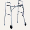 DME Care Solutions Two Button Folding Walker with Wheels