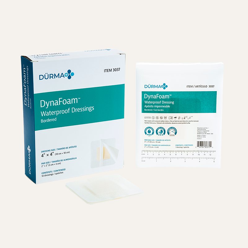 [PTQ-100001928] Durma+ DynaFoam™ Waterproof Bordered Foam Dressing (4" × 4")