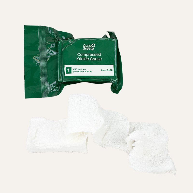 [PTQ-100002238] DynaSafety Compressed Bandages and Rolls (Compressed Krinkle Gauze Bandage, Sterile, 4.5" x yds.)