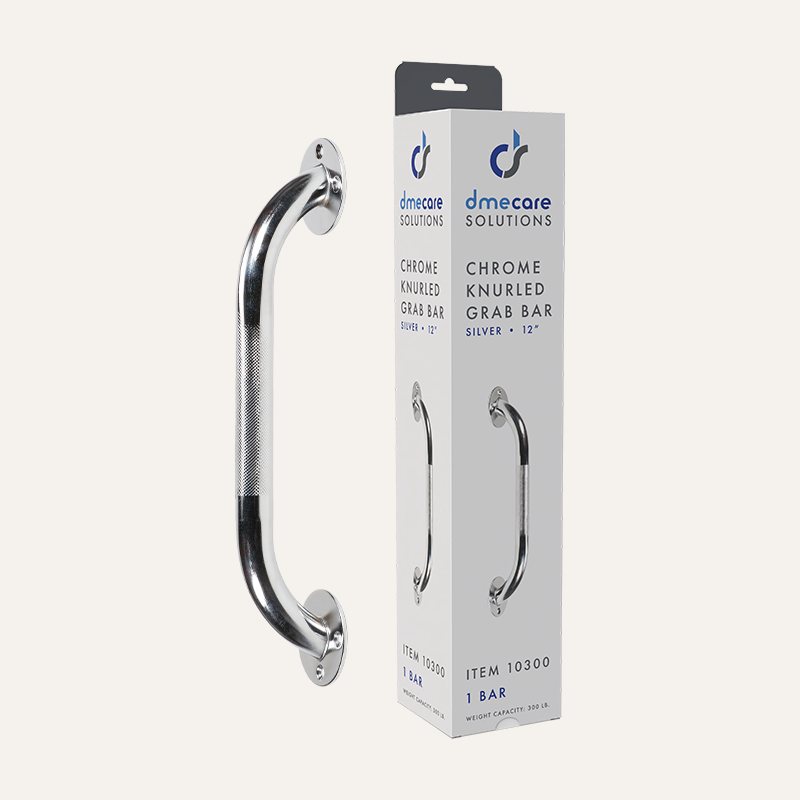 [PTQ-100002341] DME Care Solutions Chrome Knurled Grab Bars (12inch [10300])