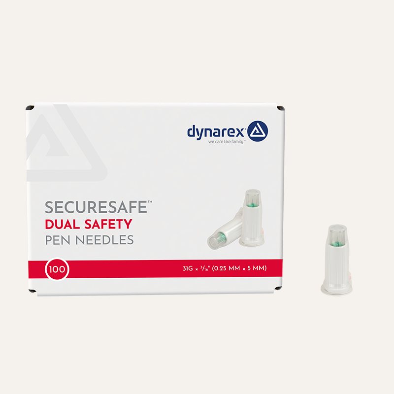 [PTQ-100003614] Dynarex SecureSafe - Dual Safety Pen Needle, 31G, 5mm, 12/100/cs
