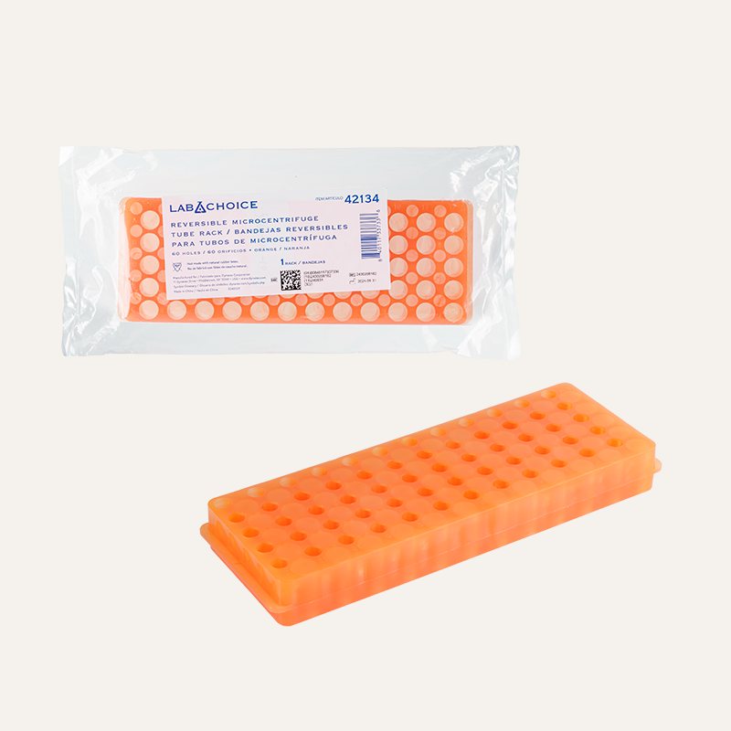 [PTQ-100003693] LabChoice Reversible Microcentrifuge Tube Rack, 60 Holes, Orange