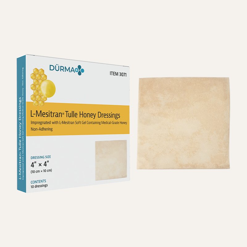 [PTQ-100003731] Durma+ L-Mesitran Honey Dressing - Tulle - 4"x4"