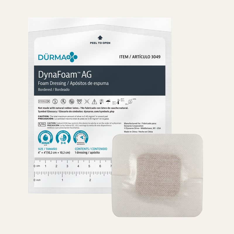 [PTQ-100003732] Durma+ DynaFoam™ AG Bordered Foam Dressing - 4"x4"