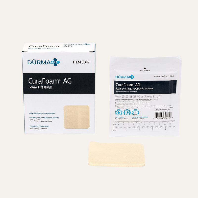 Durma+ CuraFoam™ AG Foam Dressing - 4"x4"