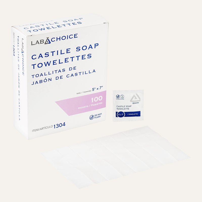 [PTQ-100003781] LabChoice Castile Soap Towelettes, 5" x 7"