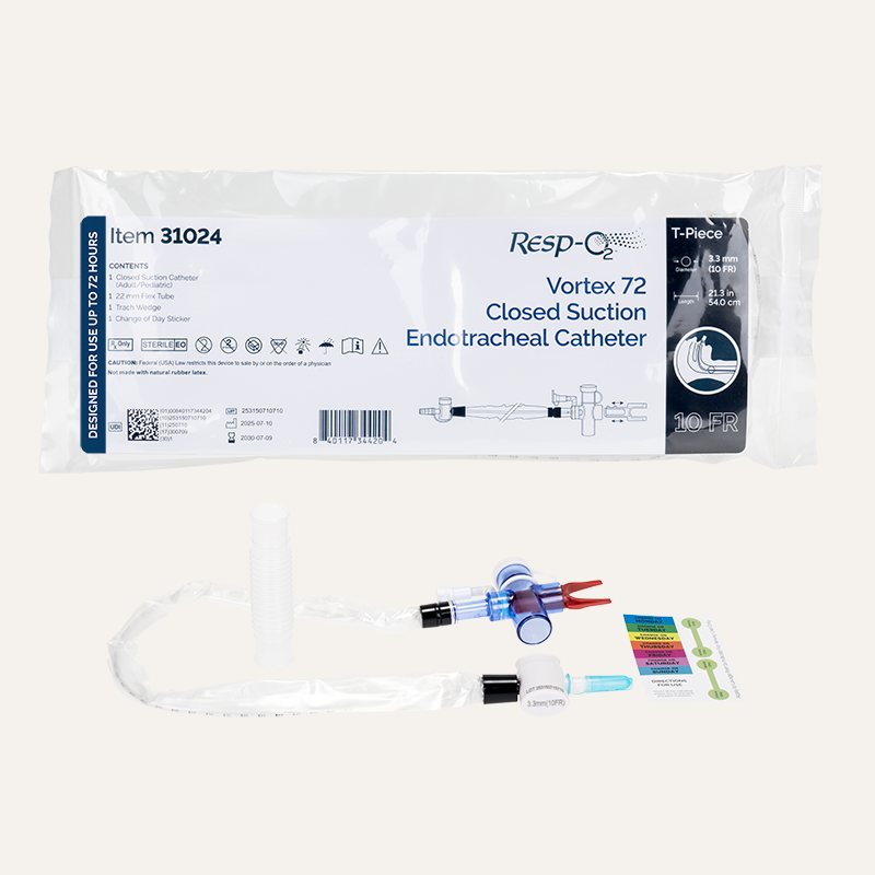 Resp-O2 Vortex 72 Closed Suction Endotracheal Catheters