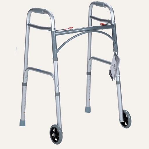 DME Care Solutions Two Button Folding Walker with Wheels